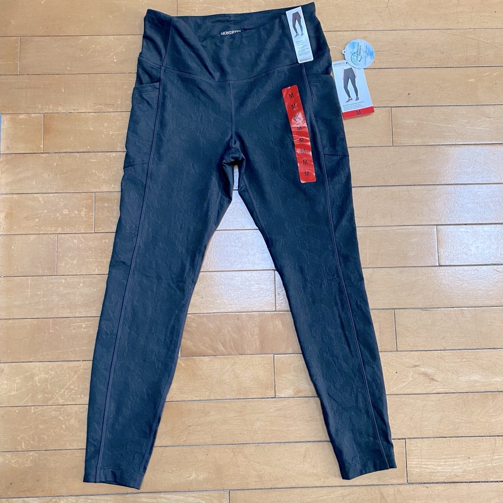 Mondetta Brushed Jacquard Dark Gray High Waisted Leggings Size Medium